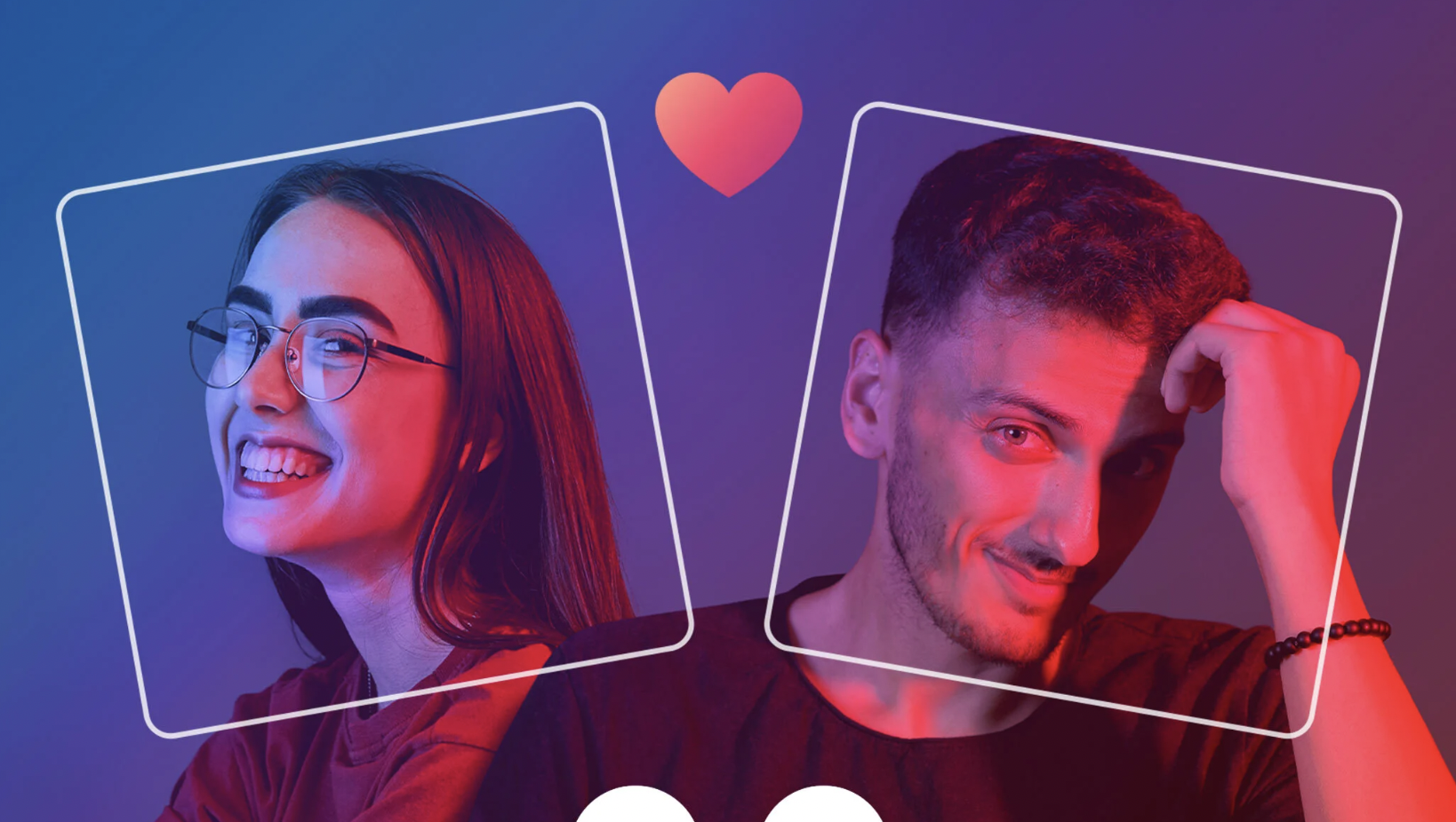 Zwei junge Menschen verlieben sich über dating app 